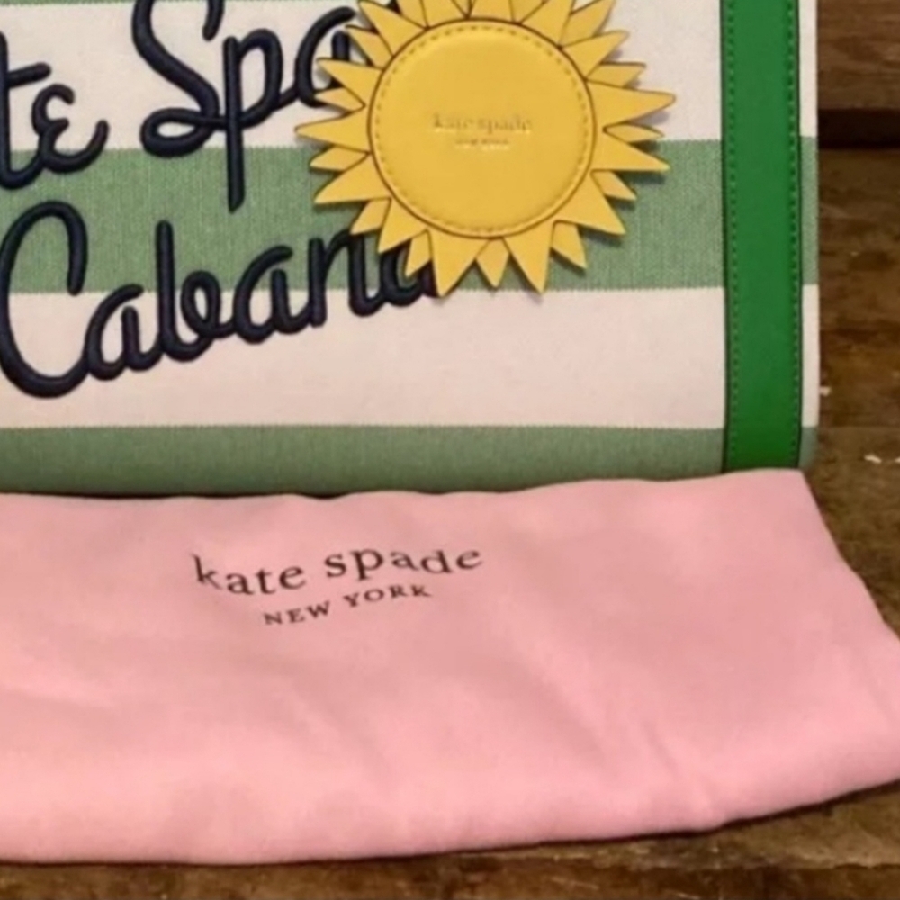 💚🔹️ KATE SPADE🔹️ Market Cabana Canvas Medium Tote ✨️💚 - Picture 7 of 10